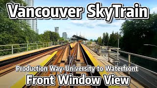 ⁴ᴷ⁶⁰ Vancouver SkyTrain Front Window View - Expo Line from Production Way-University to Waterfront