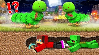 How Mikey and JJ ESCAPE From Creepy Army Mikey WORM ? Underground Kingdom ! - Minecraft (Maizen)