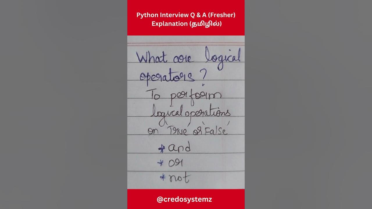 What are logical Operators in Python? #45 #தமிழ் #shorts #freshers # ...