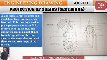 Engineering Drawing | Sections of Solid Problem 09 | Learn with nikhil