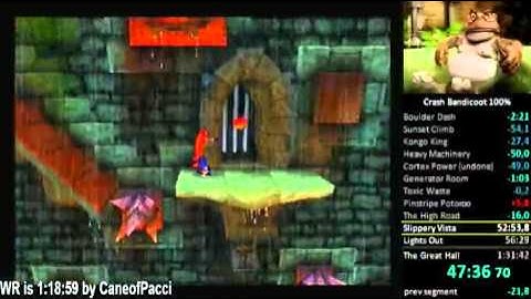 Crash Bandicoot [PS1] - 100% Speed Run in 1:26:31 (Live Commentary)