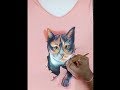 3d painting on tshirt  painting a cat on tshirt 3d fabric painting by artistry