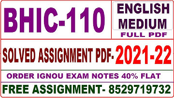bhic-110 solved assignment 2021-22 / bhic 110 solved assignment in English / ignou bhic 110
