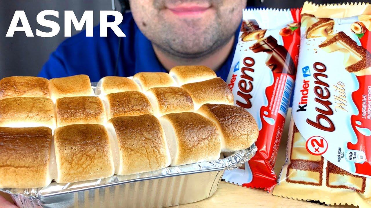 ASMR S'MORES DIP & KINDER CHOCOLATE BUENO MUKBANG (EATING SOUNDS ...