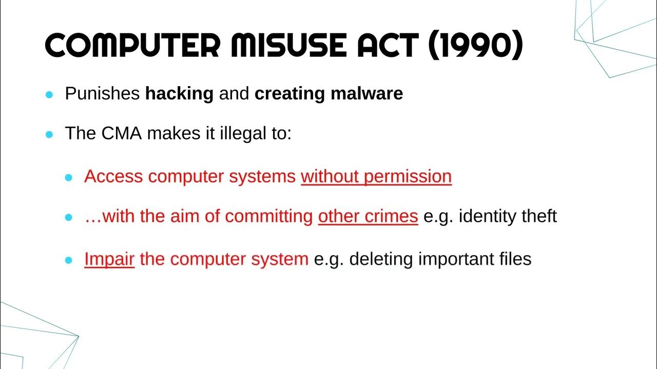 Computer Misuse Act (1990) and RIPA (2000) YouTube