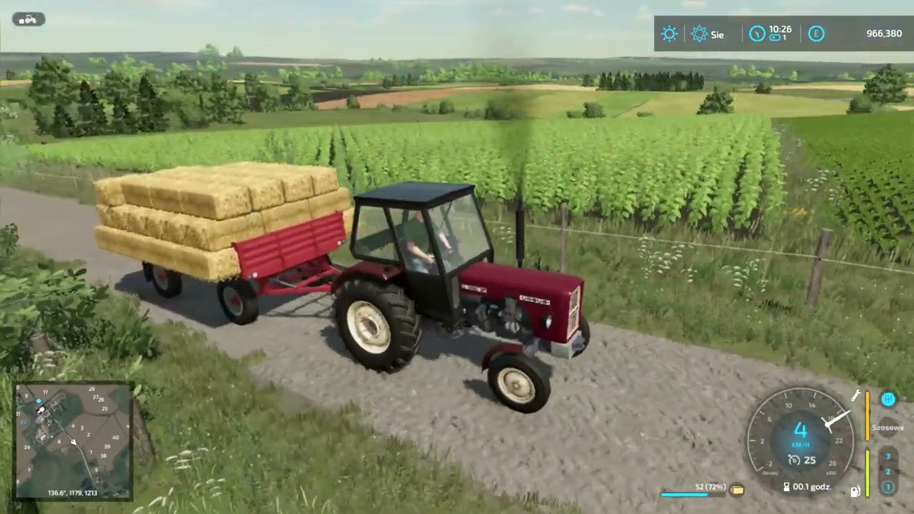 Żniwa w Ługowie,prasowanie i sprzedaż słomy,FS 22