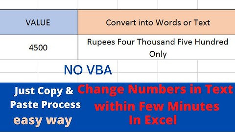 How to convert numbers in words on Microsoft Excel Workbook without VBA