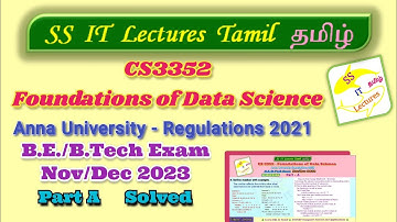 CS3352 Foundations of Data Science 2024 Anna University Solved #datascience #universityexam #solved