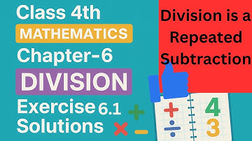 4th Standard Mathematics Part-I | Chapter-6 DIVISION Exercise 6.1 | Division is repeated subtraction