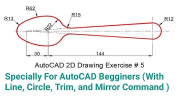 AutoCAD 2D Spoon Drawing II For Beginners (Exercise # 5 ) II With Basics Commands