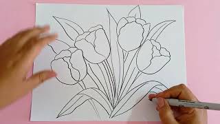 Cómo Dibujar Flores Dibujo de Tulipanes
