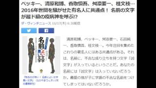 ベッキー、清原和博、香取慎吾、舛添要一、桂文枝…2016年世間を騒がせた有名人に共通点！ 名前の文字が超ド級の疫病神を呼ぶ!?