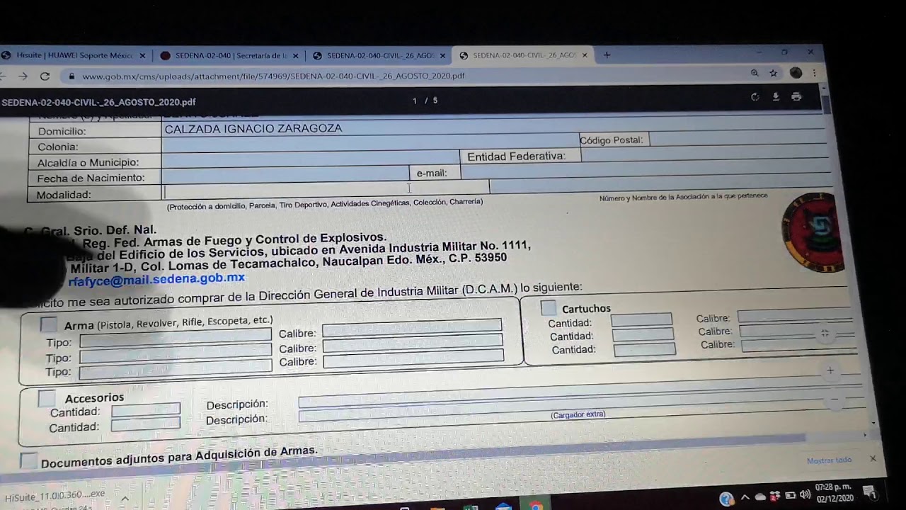 Formato Para Registro De Armas Sedena www.youtube.com