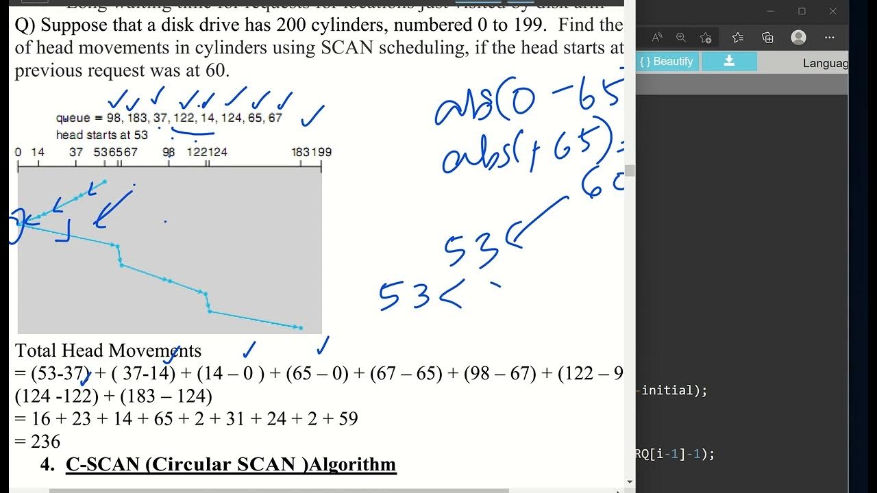 C program to implement SCAN algorithm - YouTube