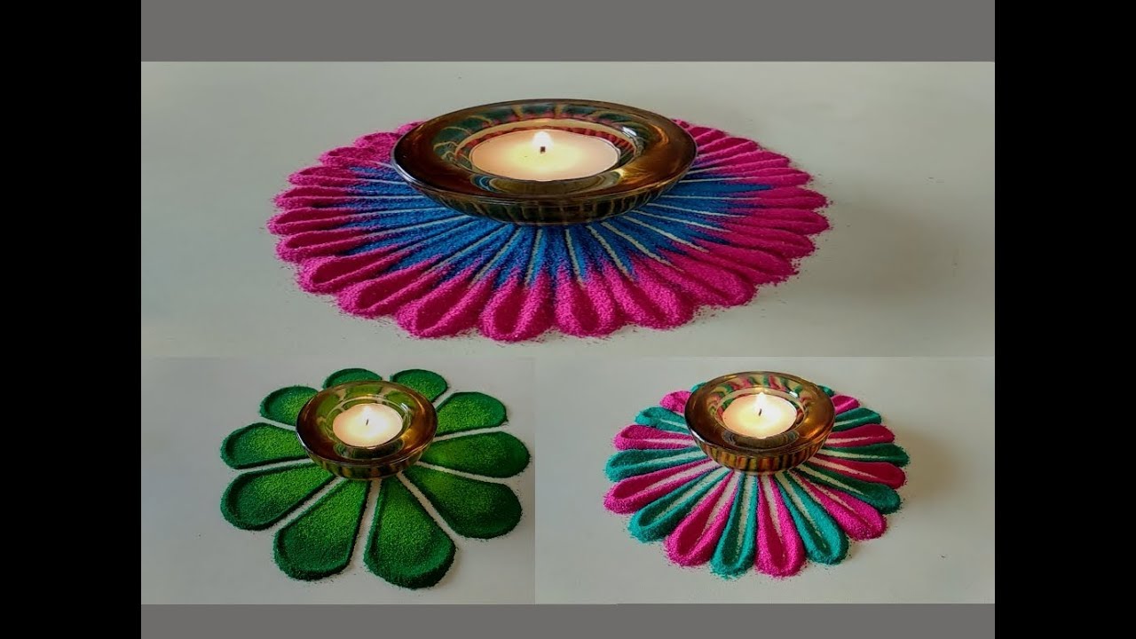 Diwali special rangoli around diya/ Diya rangoli - YouTube