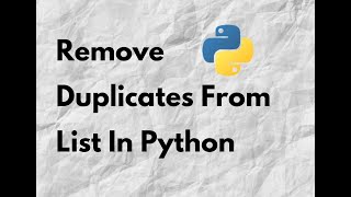 How to remove duplicates from a Python List