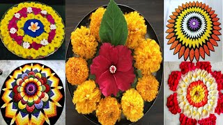 Onam Pookalam Designs  Beautiful & Simple Rangoli  with flowers for thiruvonam Traditional pookalam screenshot 2