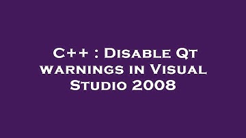 C++ : Disable Qt warnings in Visual Studio 2008