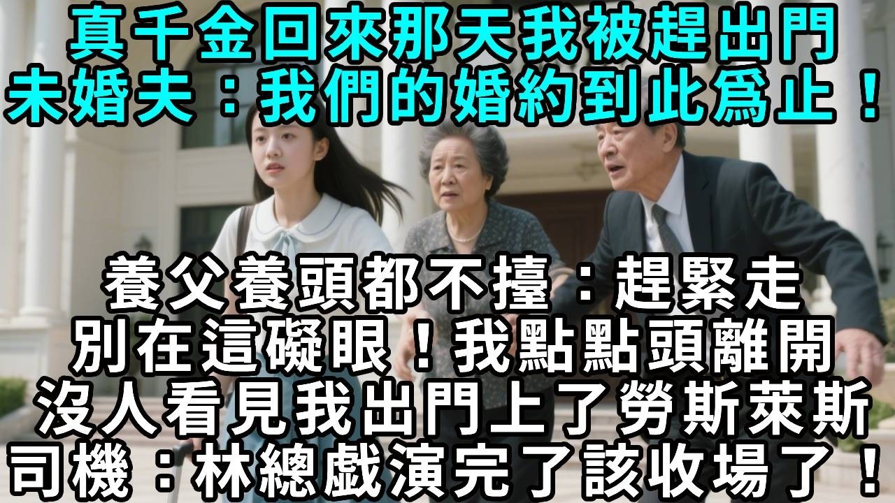 真千金回來那天我被趕出門，未婚夫：「我們的婚約到此為止！」養父養母頭都不抬：「趕緊走，別在這礙眼！」我點點頭離開，沒人看見我出門上了勞斯萊斯，司機：「林總，戲演完了該收場了！」