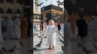 Touching Moment: Toddler in Ihram Makes Dua at the Kaaba with Tears in His Eyes 🕋❤️ #shorts #fyp
