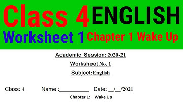 EDMC Class 4 English Worksheet 1 Chapter 1Wake up Worksheet Solution Class 4@KNOWLEDGEKINGDOMsolution