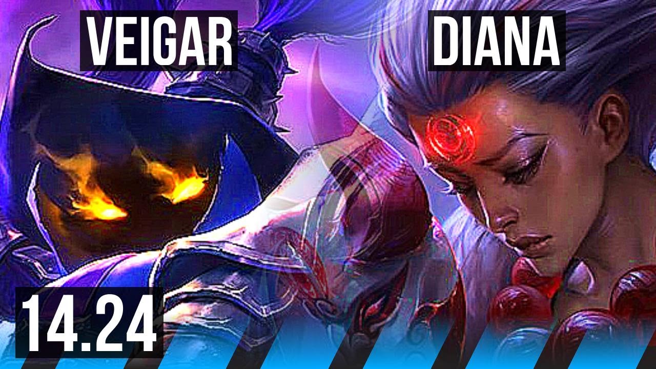 VEIGAR vs DIANA (MID) | 2600+ games | KR Diamond | 14.24