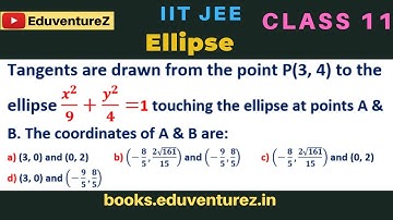 Tangents are drawn from the point P(3, 4) to the ellipse x^2/9+y^2/4=1 touching the ellipse at point