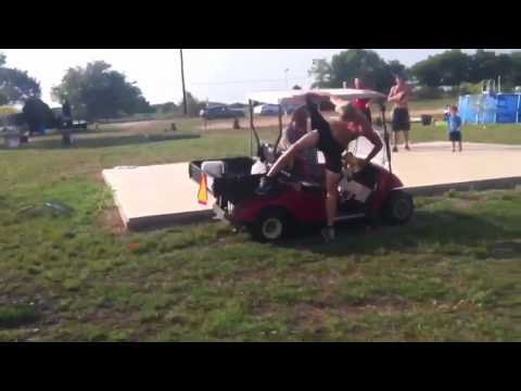 Jump over a golf cart