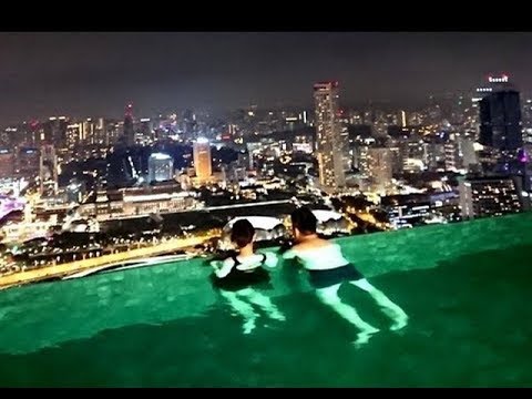 マリーナベイサンズのプールと夜景 Marina Bay Sands Night Pool Youtube