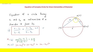 Equation of Complex Circle for given extremities of Diameter || lecture 39 | Complex Number |ews