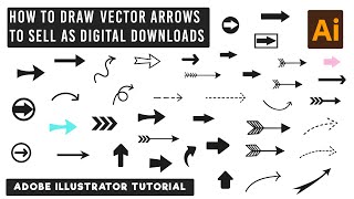 How to Draw Vector Arrows to Sell as Digital Downloads in Adobe Illustrator #draw #illustrator