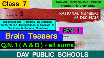 DAV class 7 maths chapter 3 brain teasers- Q.N.1(A & B) all sums