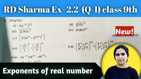 RD Sharma class -9th Ex -2.2 (Q-1) | Exponents of real numbers | latest edition || Simplify