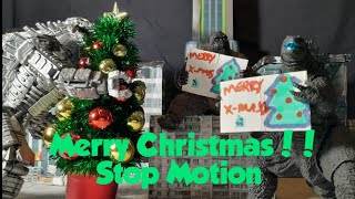 Godzilla and Kong and Mechagodzilla! Merry Christmas // Stop Motion