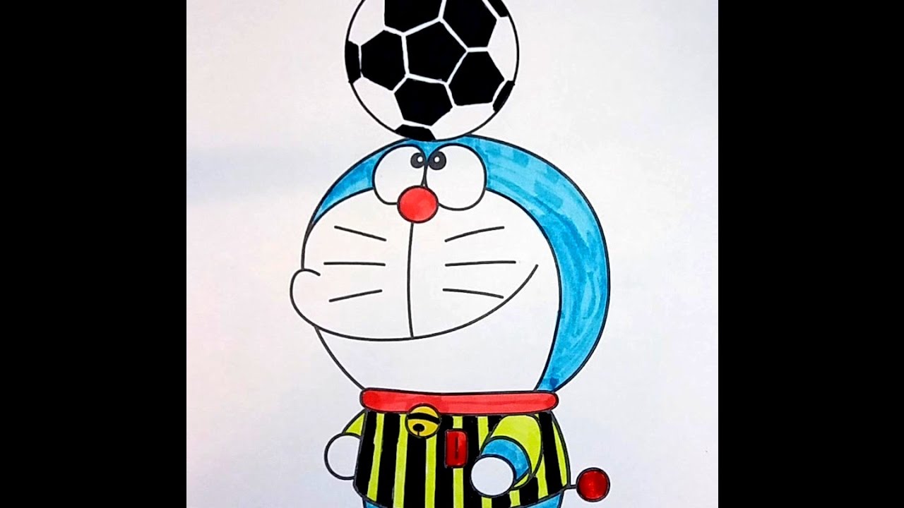 Download Coloring Page of Doraemon Playing Football | Kids Fun Art | Alphabet Song - YouTube