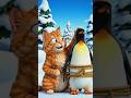 Clever Penguin Outsmarts Cat! Funny Rope Twist 🐧😂 | Viral Animal Short.  #animalshorts #funnyshorts