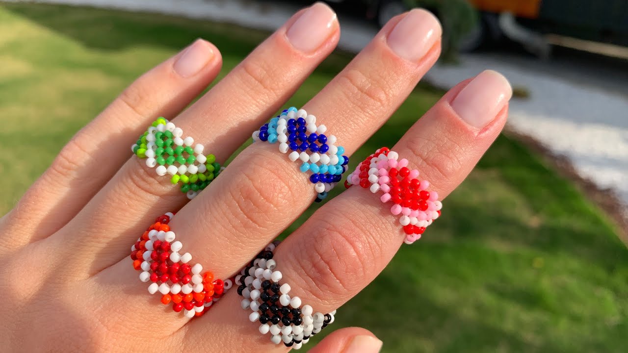 How to do blurred heart beaded ring tutorial - YouTube
