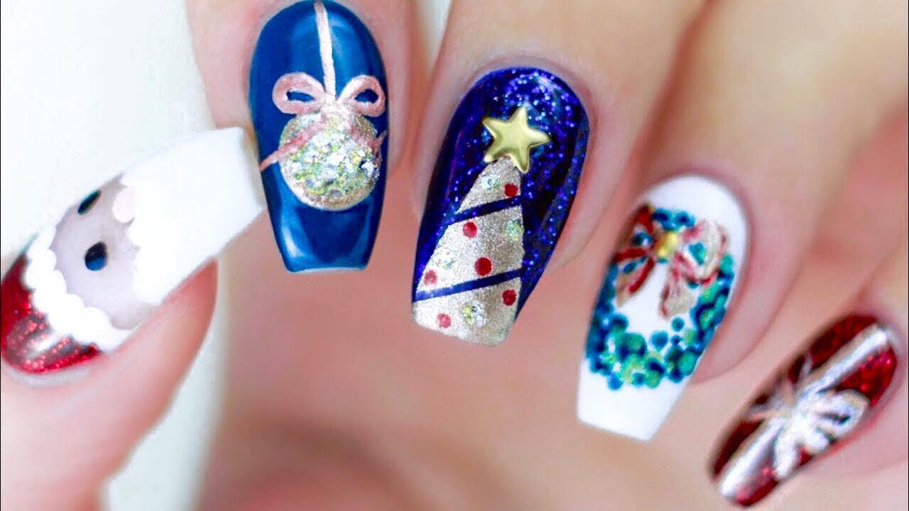 Weihnachts Nagel 6 Ideen Easy Christmas Nail Art Nageldesign Weihnachten Weihnachtsnagel Nails Youtube