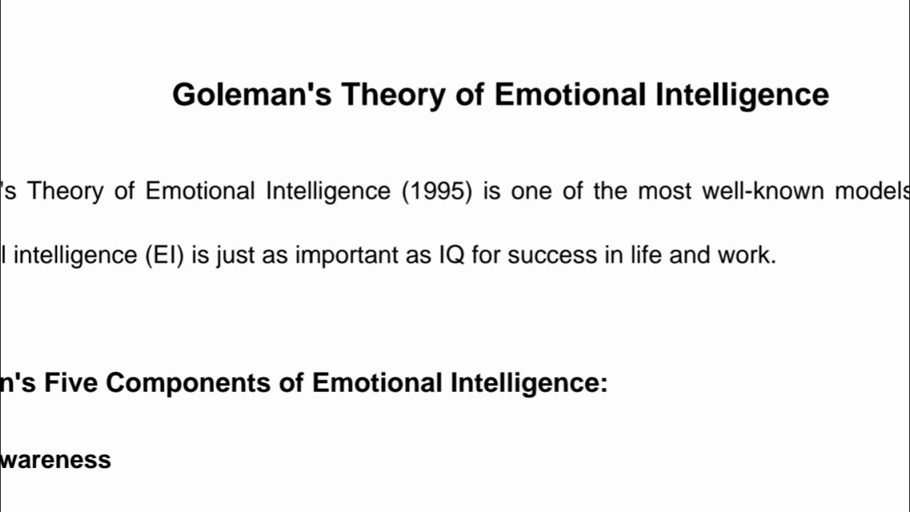 Daniel Goleman: The 5 components of emotional intelligence - YouTube