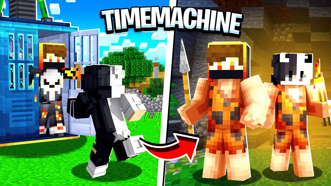 WE TIME TRAVEL TO PAST IN MINECRAFT.....