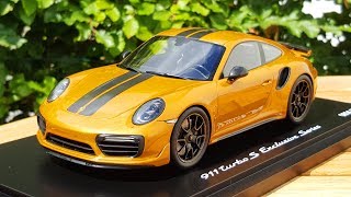 991 Turbo S Exclusive Series Gray Black With Display 1:18 Spark Porsche 911 