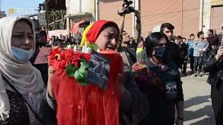 The funeral of three civilians from the same family in Qamishli killed by a Turkish drone