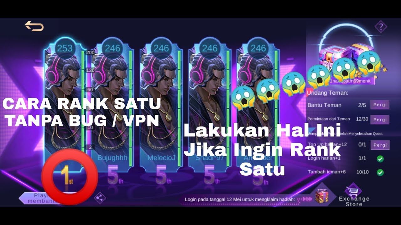 Cara Dapat Rank 1 Di Event 515 !!! No BUG / VPN 100% - Mobile Legend 