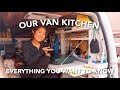 OUR VAN KITCHEN | EVERYTHING YOU WANT TO KNOW | KITCHENWARE, GROCERIES, COOLER, PROPANE, AND STORAGE