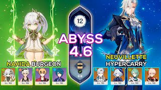 C0 Nahida Burgeon & C0 Neuvillette Hypercarry | Spiral Abyss 4.6 | Genshin Impact