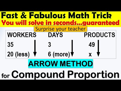 MATH TRICK: Compound Proportion.(Arrow method) Inverse Variation; Compound Proportions; ARROW METHOD