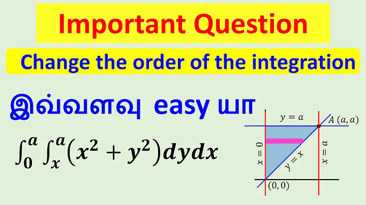 Change of order of integration and evaluate |double integral | ∫_0^𝑎 ∫_𝑥^𝑎 (𝑥^2+𝑦^2 )𝑑𝑦𝑑𝑥 |
