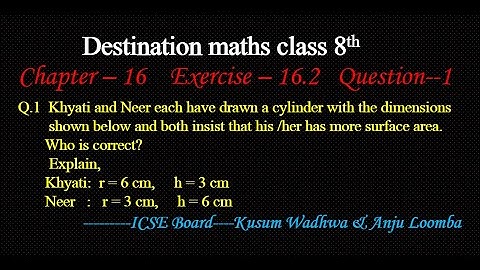 Class-8th | Chapter-16-- Surface area and volume | Exercise 16.2 | Question-1 | Destination Maths