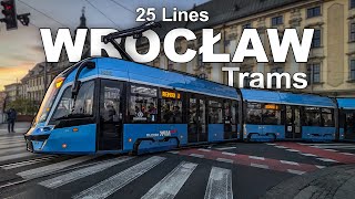 Wrocław Trams - All The Lines - Wrocław Charming City In Poland 2025 4K