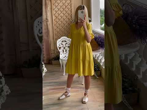 Льняное платье свободного